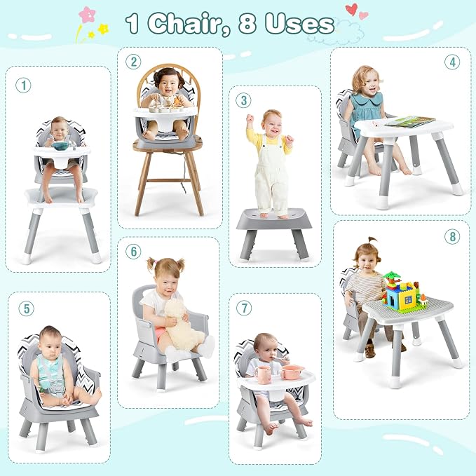 HONEY JOY 8 in 1 Baby High Chair, Convertible Highchair - Image 2