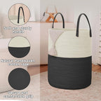 Large Woven Laundry Basket Hamper, 100L Cotton Rope Storage Bin - Image 6