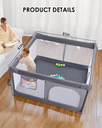 Foldable Baby Playpen, Breathable Mesh, Non-Slip Base, Portable Playpen - Image 2