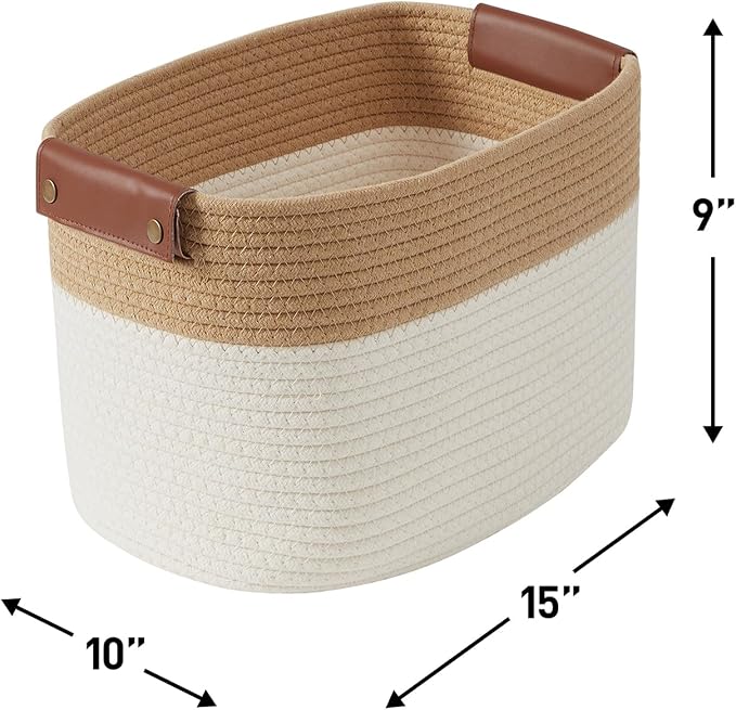 3 Pack Cotton Rope Storage Basket Woven Shelf Storage Bin - Image 4