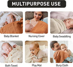 Muslin Swaddle Blankets for Newborn, 3 Pack Breathable Soft Receiving Blanket - Image 4