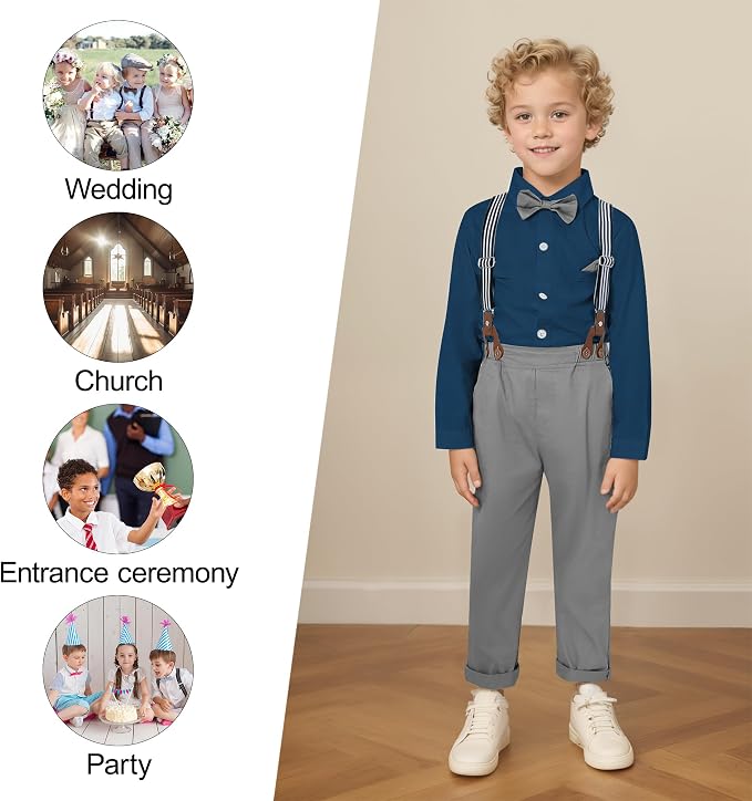 CARETOO Toddler Boy Clothes Suit Gentleman Wedding Outfits Kids Formal Dress - Image 2
