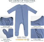 Jimonda Baby Romper Boys Girls Bamboo Pajamas 2-Way Zipper Footed Unisex Zip-Up - Image 2