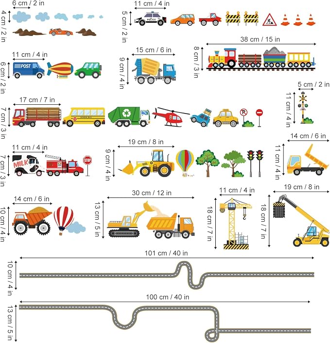 decalmile Car Road Wall Stickers Transports Vehicles Construction Truck Wall - Image 4