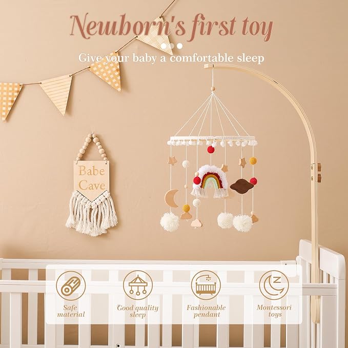 Baby Crib Mobile for Boys Girls Rainbow Nursery Mobile Gender Neutral - Image 3
