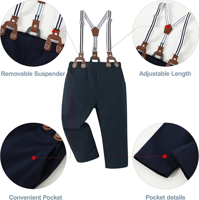 CARETOO Toddler Boy Clothes Suit Gentleman Wedding Outfits Kids Formal Dress - Image 3