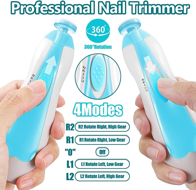 Baby Nail Trimmer Electric, 6 in 1 Rechargeable Baby Nail Clippers Manicure Set - Image 4