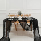 DOLOPL Black Cheesecloth Table Runner 13.3ft Boho Gauze Cheese Cloth Table - Image 6