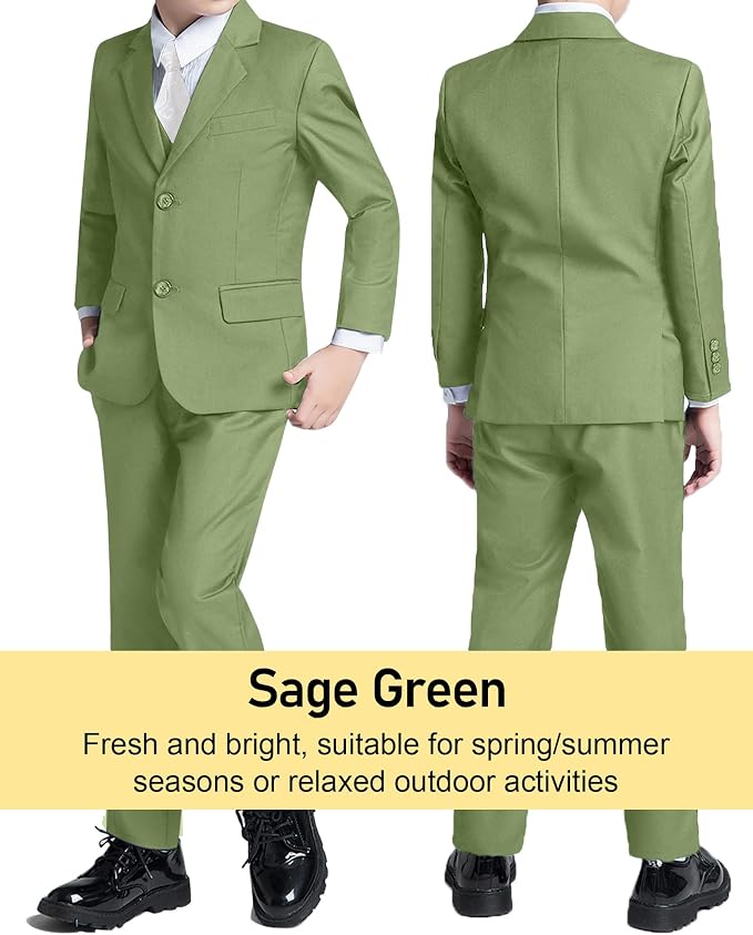 Boys’ Formal Suit 5 Piece Set, Toddler Tuxedos - Image 5