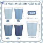 URATOT 60 Pieces 9 Ounce Disposable Paper Cups Gradient Blue Party Cups - Image 2