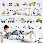 decalmile Construction Vehicles Wall Stickers Trucks Tractor Excavator Crane - Image 2