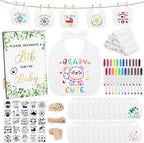 Baby Shower Game Sign Blank Bib DIY Set Newborn Essentials Stuff by Pydeeirom
