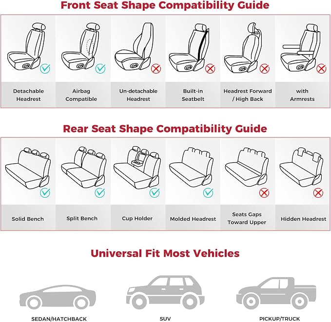FREESOO Car Seat Covers Full Set, Leather Seat Covers - Image 5