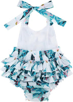 Baby Girl's Floral Print Ruffles Romper Summer Clothes - Image 3