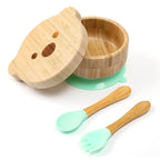 Baby Bowls with Lid, HBM Bamboo Suction Bowls by HIBABYMONMENT