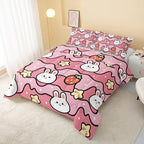 QOOMO Kawaii Rabbit Comforter, Strawberry Rabbit Comforter Set - Image 3