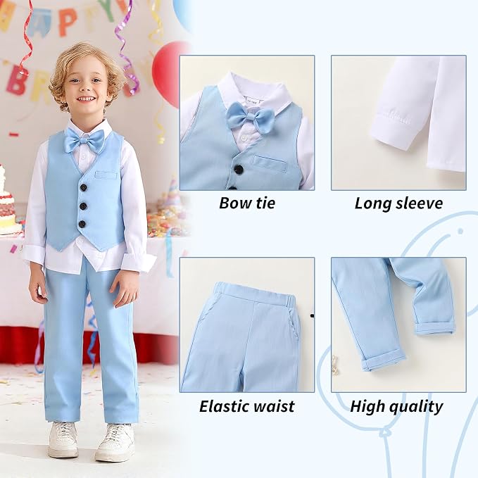 YOUNGER TREE Toddler Boy Clothes Suit Gentleman Wedding Outfits Baby Formal - Image 4