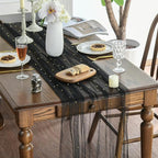Artoid Mode 3PCS Pearl Black Gauze Table Runner 120 Inch 10FT, Seasonal Sheer - Image 3