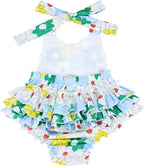 Baby Girl's Floral Print Ruffles Romper Summer Clothes - Image 3