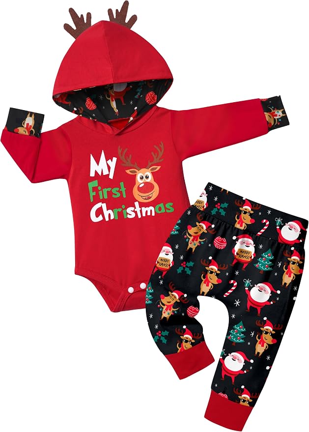 Fommy Newborn Baby Boy Clothes Plaid Letter Print Long Sleeve Hoodies + Long by Fommy