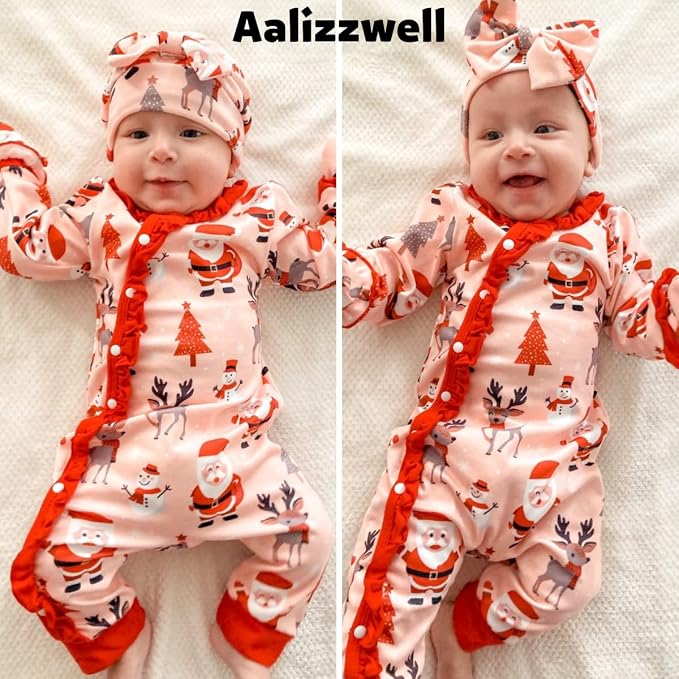 Aalizzwell Baby Girls Romper Outfit Fall Winter Clothes - Image 2