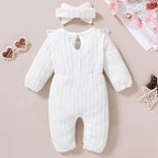 Happy Town Baby Girl Romper Infant Fall Winter Clothes Ruffle Sweater Long - Image 3
