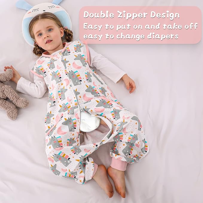 WONDAY Toddler Sleep Sack with Feet, 0.5 Tog Sleeping Sacks - Image 5