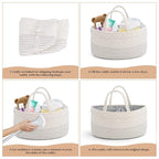 luxury little Diaper Caddy Organizer, Large Cotton Rope Nursery Baby Basket - Image 8