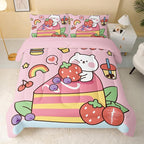 QOOMO Kawaii Bear Comforter Full, Down Alternative, Soft and Lightweight，Full - Image 2