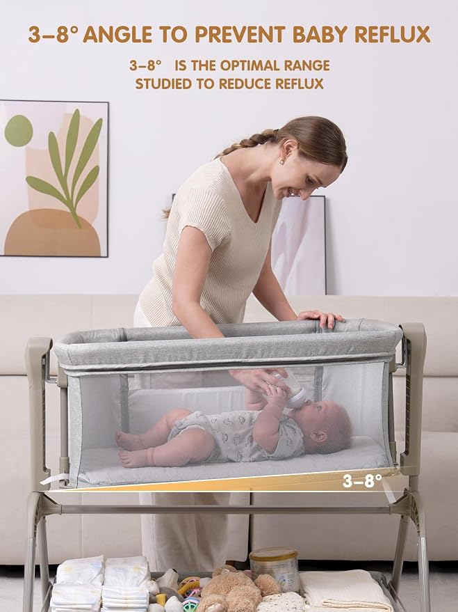 Ezebaby Baby Bassinet Bedside Crib, 3-in-1 Rocking Bassinets Bedside Sleeper - Image 2