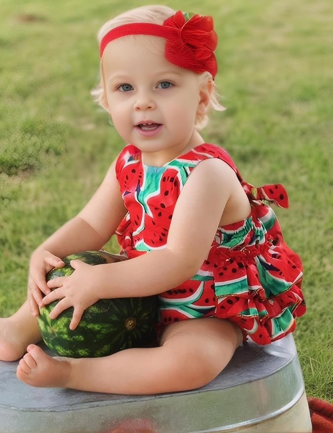 Baby Girl's Floral Print Ruffles Romper Summer Clothes - Image 3