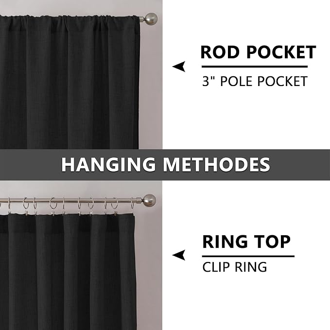 Tollpiz Linen Tier Curtain Rod Pocket Semi Sheer Half Kitchen Curtains Burlap - Image 5