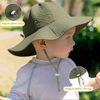 HONGTEYA Baby Sun Hat Toddler Girl Beach Hat Adjustable Outdoor Summer Hat UPF - Image 3