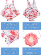 Baby Girl's Floral Print Ruffles Romper Summer Clothes - Image 2
