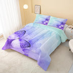QOOMO Butterfly Comforter Twin Size, Watercolor Butterfly Kids Bedding Set - Image 3
