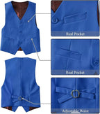 Boy's Suit Formal Slim Fit 5 Pieces Suit Set Blazer Vest Pants - Image 4