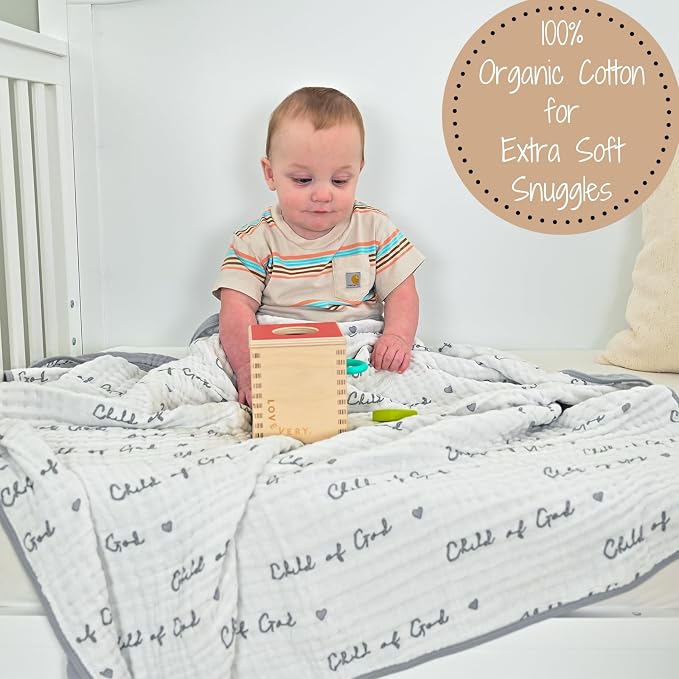 LollyBanks Muslin Baby Blanket 100% Organic Cotton, Muslin Quilt Lightweight - Image 4