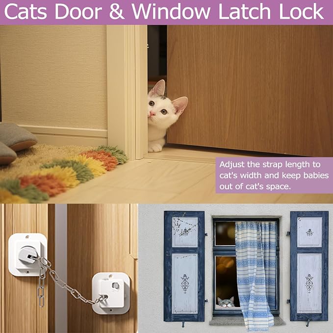 Child Proof Door Lock with Adjustable Strap, 3M Adhesive Safety Locks - Image 2