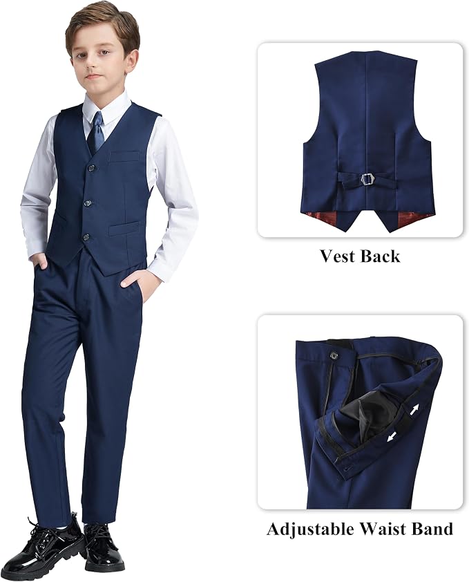 JPF Boy's Formal Suit Set Slim Fit Kids Tuxedo Suits - Image 3