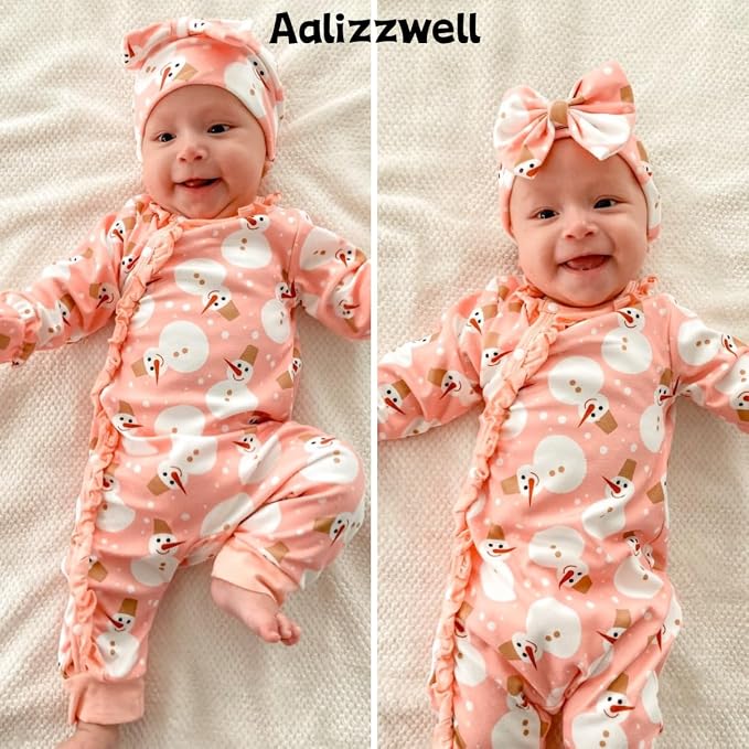 Aalizzwell Baby Girls Romper Outfit Fall Winter Clothes - Image 3