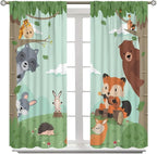 Forest Animals Curtains Colorful Forest Cartoon Cute Fox Bear Giraffe - Image 8
