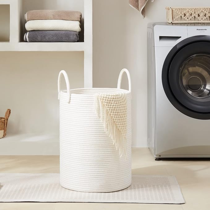 Fiona's magic 72L Large Woven Laundry Hamper, Tall Cotton Rope Storage Basket - Image 4