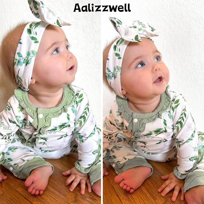 Aalizzwell Baby Girls Romper Outfit Fall Winter Clothes - Image 2
