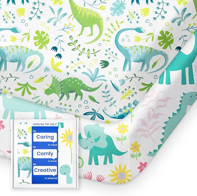 Dinosaur Pack N Play Sheets Fitted, Ultra Soft Mini Crib Sheets by TotBasic%7CRedesigntheBasic