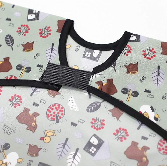 Short Sleeve Waterproof Bib for Toddlers – Feeding Apron for Mealtime, - Image 3