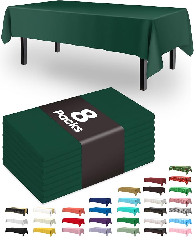 Pureegg Plastic Table Cloth Disposable 8 Pack, 54 x 108 Inch Table Cloths by Pureegg