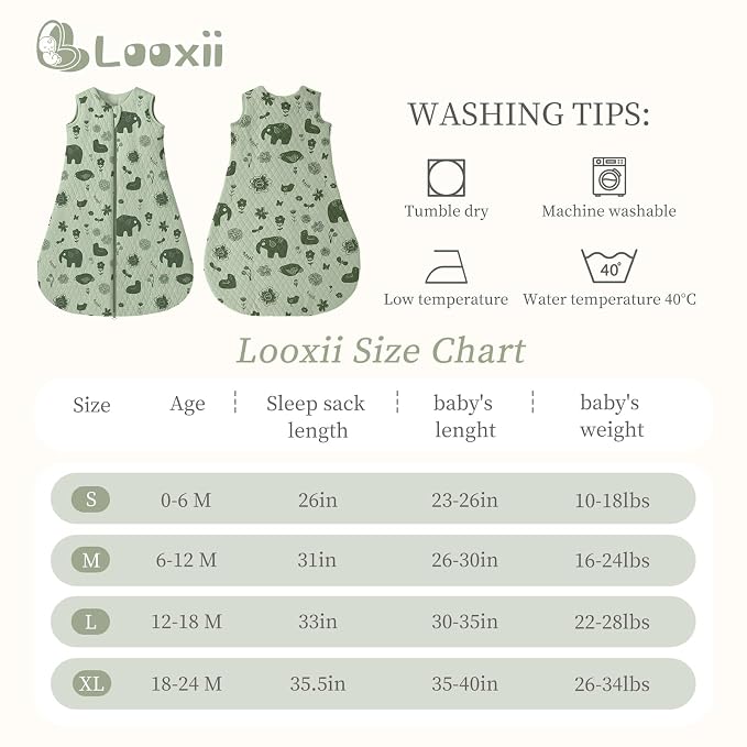 Looxii Baby Sleep Sack 12-18 Months 2.5 TOG Baby Wearable Blanket, Cotton - Image 3