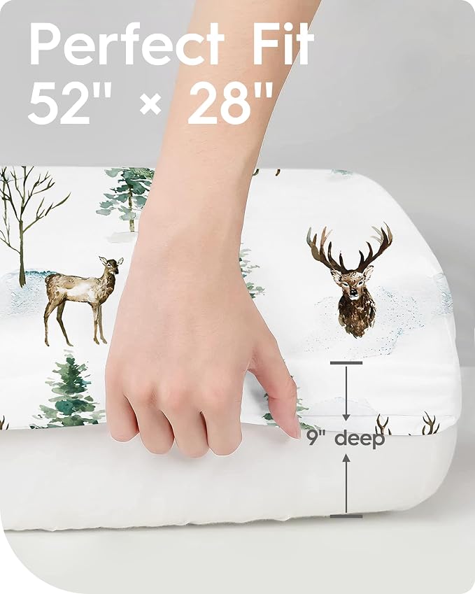 Crib Sheet Netural, Premium Soft Jersey Knit Fitted Crib Sheet, Crib Mattress - Image 4
