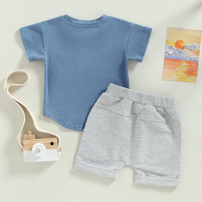 Rtnnsbbfcm Newborn Baby Boy Summer Clothes Short Sleeve Color Block Front - Image 3
