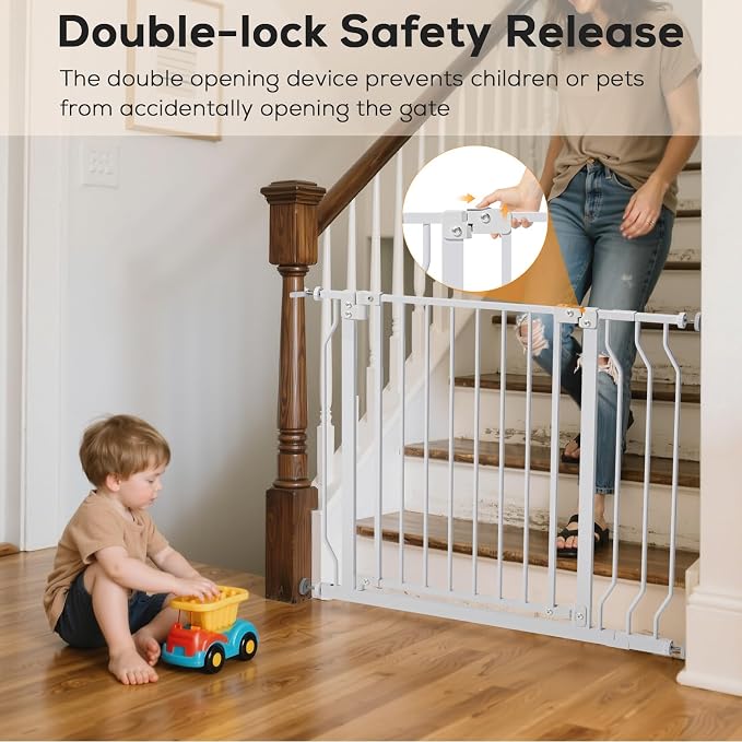 29-53" Baby Gate for Stairs, Baby Safety Essentials, Auto Close Gate for - Image 2